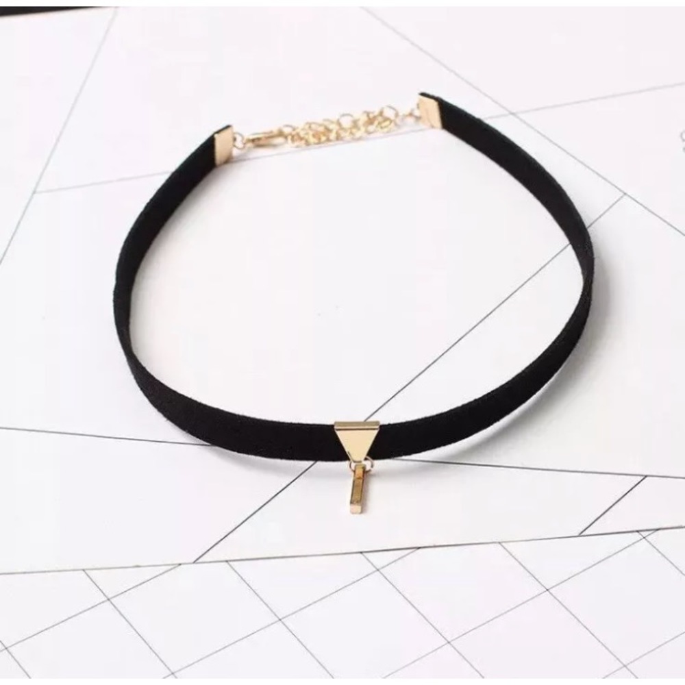 Black velvet pendant charm collar choker necklace